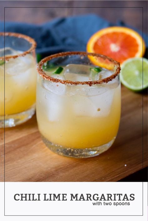 The Perfect Summer Margarita. Fresh citrus, chili simple syrup, and - of course! - tequila. #margarita #cocktails #drinks #withtwospoons #summercocktails Chili Margarita Recipe, Chili Cocktail, Summer Chili, Boozy Recipes, Summer Margaritas, Chili Spicy, Margarita Cocktails, Fresh Margarita, Saturday Dinner