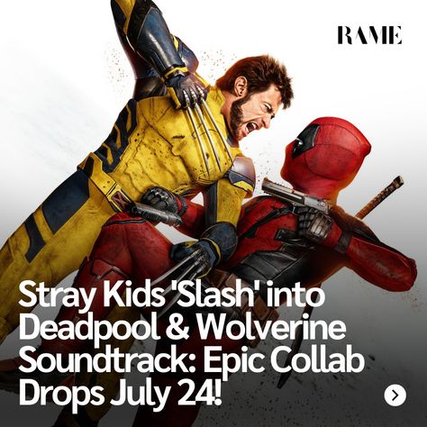 @marvelstudios has revealed the track list for the upcoming #Hollywood film "Deadpool & Wolverine," featuring a new original song by #Kpop group Stray Kids, "#Slash." The collaboration comes after years of #online interactions between Reynolds and Stray Kids, which began with their Deadpool-inspired #performance on "Kingdom: Legendary War" in 2021. The film will hit #theaters on July 26, with the #soundtrack released two days earlier on July 24. Stray Kids is also preparing to launch thei... Kingdom Legendary, Deadpool And Wolverine, Hollywood Film, Kpop Group, Deadpool Wolverine, Original Song, Korean Language, Soundtrack, Deadpool