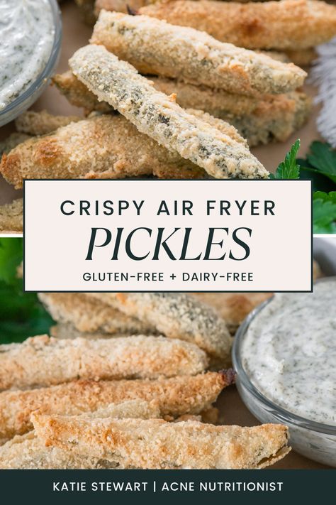 Air Fryer Pickles, Dill Aioli, Vegan Queso Dip, Hummus Pizza, Fermented Pickles, Crispy Baked Chicken, Pickle Slices, Cassava Flour, Baked Chicken Wings