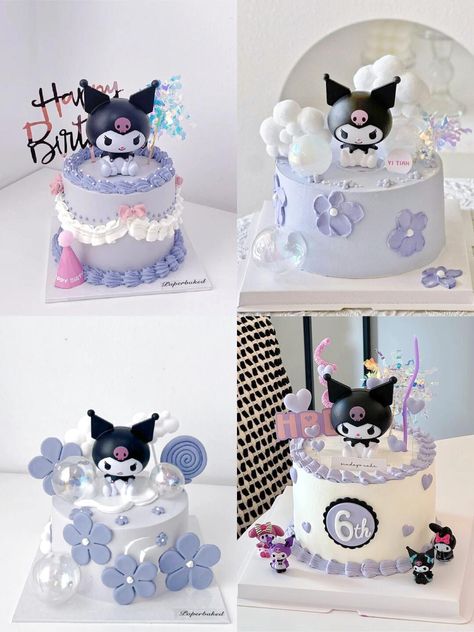 Kuromi Cakes Ideas, Kuromi Decorations Birthday, Sanrio Cake Birthday, Kuromi Birthday Cake, Sanrio Bday, Pastel Kuromi, Kuromi Birthday Party, Kek Birthday, Kuromi Cake