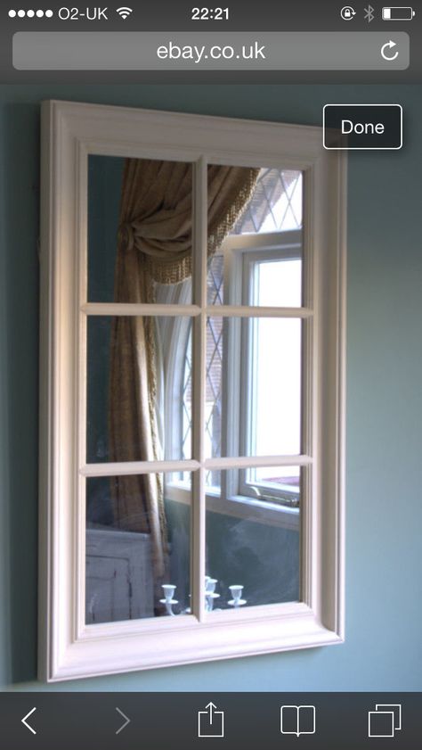 Mirror Window Frame, Shabby French Chic, Window Frame Mirror, Hall Ideas, Mirror Window, Window Projects, Radiant Floor Heating, Large Wall Mirror, Mirror Reflection