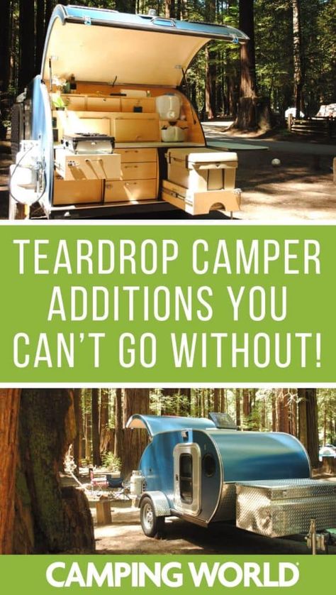 Teardrop Trailer Camping Hacks, Teardrop Camper Accessories, Trailer Camping Hacks, Teardrop Trailer Interior, Teardrop Trailer Camping, Cabin Accessories, Teardrop Camping, Small Camper, Teardrop Campers