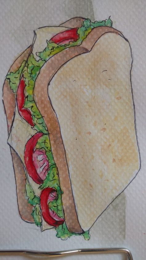 Sandwich Drawing Easy, Watercolor Sandwich, Sandwich Painting, Sandwich Drawing, National Sandwich Day, School Sketch, Simpsons Drawings, Sip N Paint, Powerpoint Background