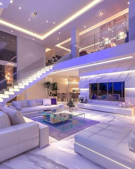 White Luxury House Interior Design, Duplex House Design Interiors, Penthouse Luxury, Luxury Condominium, Dream Bedroom Inspiration, Interior Design Your Home, Dream Life House, Dream Apartment Decor, Duplex Apartment