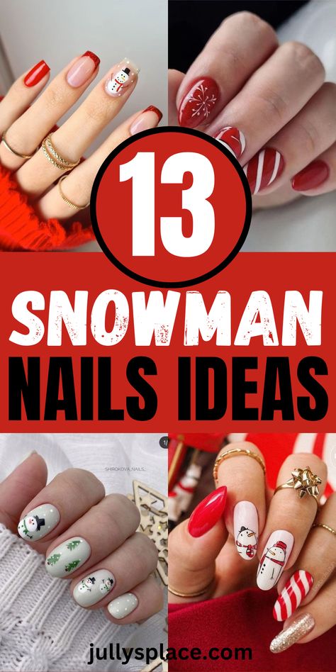 Snowman Nails Ideas Snowmen Nails Design, Christmas Nails 2023 Snowman, Christmas Nail Designs Snowman, Snow Man Nails Design, Snowman Nail Art Designs, Christmas Fingernail Designs, Snowman Nail Design, Snow Man Nail Art, Snowman Nails Acrylic