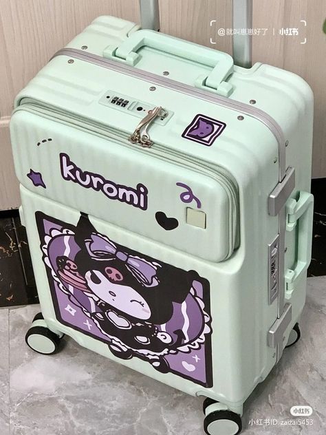 Kuromi Suitcase, Sanrio Suitcase, Cute Suitcases, Cute Luggage, Cool School Supplies, Hello Kitty Art, Perfect Skin Care Routine, Aesthetic Japan, Cute Home Decor