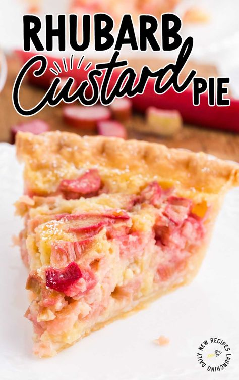 Rhubarb Custard Pie Recipe, Rhubarb Custard Pie, Rhubarb Desserts Recipes, Rhubarb Pie Recipe, Custard Pies, Rhubarb Custard Pies, Pastry Pie Crust, Rhubarb Recipes Pie, Rhubarb Bars