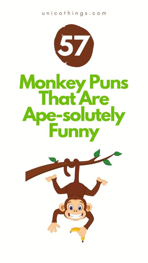 Swing into a jungle of laughter with these hilarious monkey puns that will leave you howling with delight. #monkeypuns #cheekyhumor Monkey Puns, I Love You Puns, Witty Comebacks, Double Entendre, Monkeys Funny, Cute Monkey, Funny Captions, Funny Puns, Puns