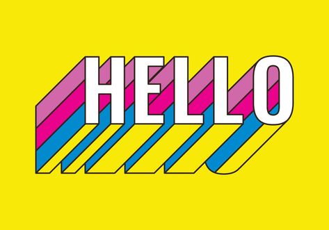 Hello Retro Typography Inspiration Typographie, Hello Greeting, Retro Typography, Black And White Canvas, Font Art, Acrylic Wall Art, New Wall, Text Effects, 로고 디자인