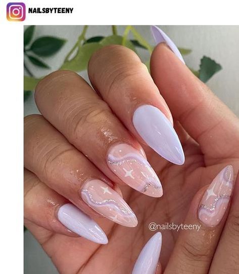 Lavender Almond Nails, Natrual Nails, Tan Nails, Lavender Nails, Nice Nails, Pearl Nails, Prom Nails, Funky Nails, Pretty Acrylic Nails