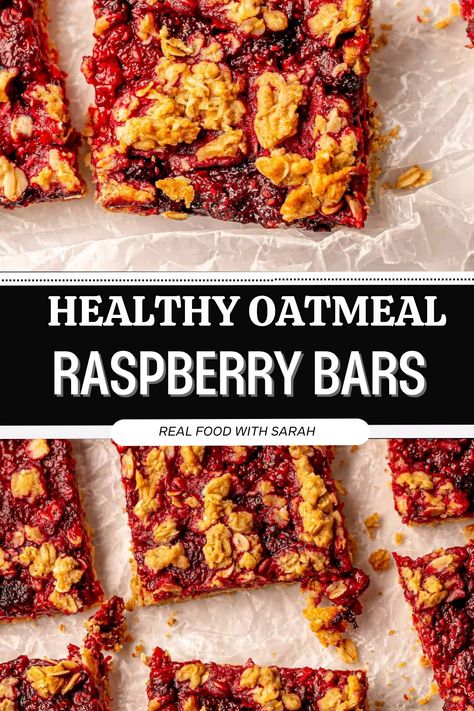 Raspberry Recipes Healthy, Oat Bars Healthy, Raspberry Oatmeal Bars, Rolled Oats Recipe, Raspberry Crumble Bars, Oatmeal Bars Healthy, Raspberry Breakfast, Oat Bar Recipes, Breakfast Bars Healthy