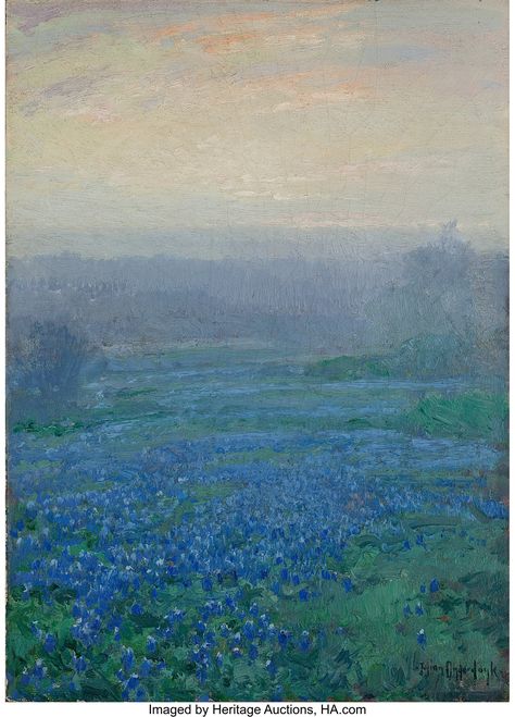 JULIAN ONDERDONK (American, 1882-1922). Bluebonnets at Sunrise. Oil | Lot #76027 | Heritage Auctions Texas Bluebonnets Art, Bluebonnet Art, Julian Onderdonk, Texas Landscape, American Impressionism, Blue Drawings, Mediums Of Art, Texas Bluebonnets, Texas Art