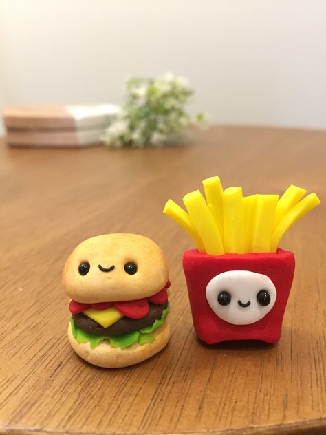 Clay French Fries, Clay Food Art, Food Clay Ideas, Clay Ideas Food, Clay Crafts Food, Clay Food Easy, Clay Food Ideas, Food Magnets, Food Clay