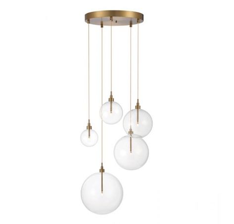 5-Light Pendant in Natural Brass Park Lighting, Savoy House Lighting, Cluster Pendant Lighting, Deco Luminaire, Multi Light Pendant, Globe Chandelier, 5 Light Chandelier, Dimmable Led Lights, Savoy House