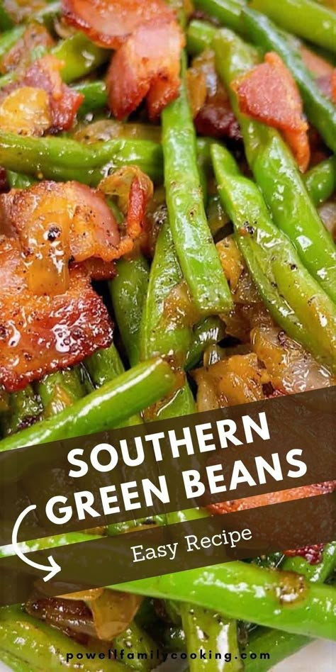 Make fresh Southern green beans with bacon using this best recipe. This easy guide shows you how to prepare a delightful soul food dish that combines the freshness of green beans with the rich flavor of bacon. Perfect for family gatherings or holiday dinners, this recipe ensures a tasty and satisfying side dish that everyone will love. Southern Green Bean Recipes, Southern Style Green Beans, Southern Green Beans, Green Beans Side, Green Beans Side Dish, Southern Greens, Beans With Bacon, Thanksgiving Food Sides, Green Beans With Bacon