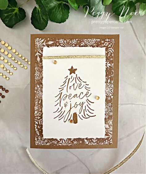 Handmade Christmas Card madd with the Festive Words Bundle by Stampin\' Up! created by Peggy Noe of Pretty Paper Cards #festivewordsbundle #stampinup #peggynoe Stampin Up Festive Words Cards, Festive Words Stampin Up Cards, Stampin Up Festive Words, Stampin Up Christmas Cards 2024, Christmas Paper Craft, Copper Clay, Christmas Tree Card, Create Christmas Cards, Modern Christmas Cards