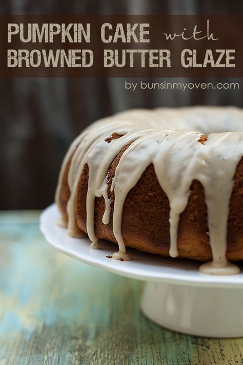 Pumpkin Cake with Browned Butter Glaze Plum Baby Food, Pumpkin Bundt, Butter Glaze, Pumpkin Bundt Cake, Vegetarian Cake, Browned Butter, Butter Frosting, Munnar, Pumpkin Flavor