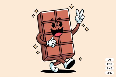 Cartoon happy chocolate vector, Illustrations ft. chocolate & cartoon - Envato Elements Chocolate Vector, Family Bar, Retro Contemporary, Chocolate Pictures, Envato Elements, Vector Illustrations, Illustration Design, Illustrations, Bar