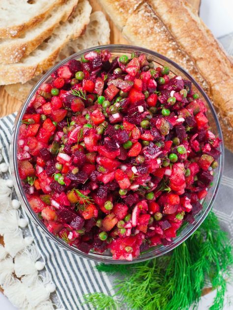 Beet Potato Salad, Russian Beet Salad, Russian Potato Salad, Beet Salad Recipes, Vinaigrette Salad, Salad Recipes Video, Enjoy Your Meal, Ukrainian Recipes, A Potato