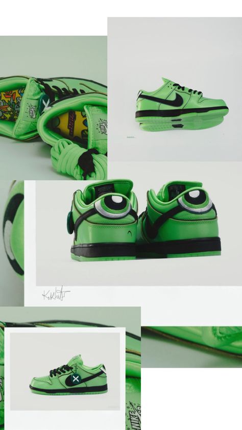 A details image of Sb dunk the power puff girls buttercup Power Puff Girls Buttercup, The Power Puff, Power Puff Girls, Power Puff, Puff Girl, Sb Dunk, Trendy Outfits