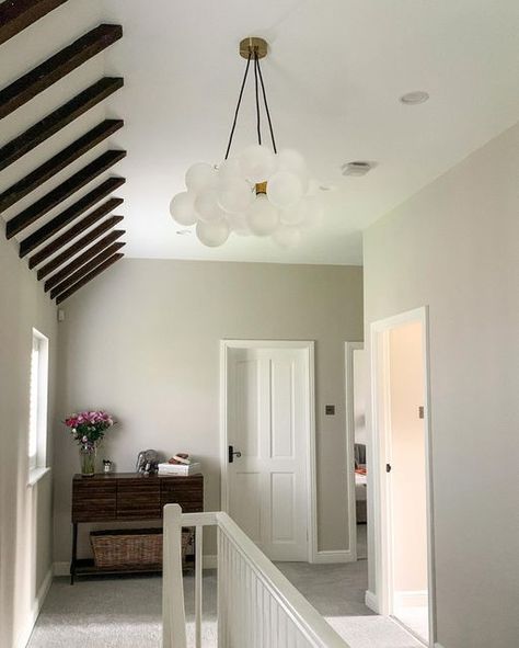 Dowsing And Reynolds Bubble Light, Hands In The Air, Hallway Inspiration, Cloud Lights, Bubble Lights, Bubble Chandelier, Hallway Design, White Cloud, Neutral Interiors