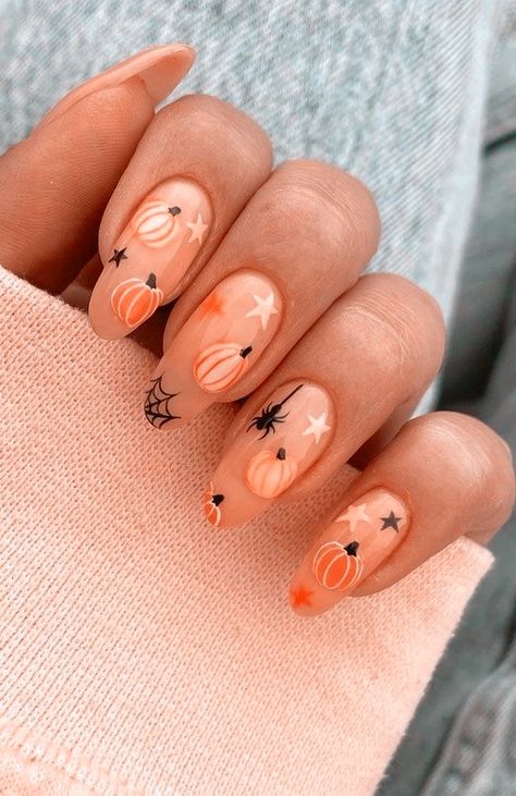 Pumpkin Nail Designs, Black Halloween Nails, Halloween Acrylic Nails, Cute Halloween Nails, Pumpkin Nails, Nagel Tips, October Nails, Seasonal Nails, Halloween Nail Designs