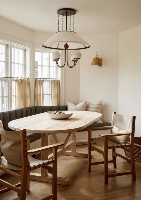 27 Banquette Seating Ideas for Cafe Energy at Home Banquette Kitchen Table, Bay Window Seat Ideas Kitchen, Bay Window Banquette Seating In Kitchen, Kitchen Banquette Ideas, Bay Window Seat Ideas, Ideas For Cafe, Corner Banquette Seating, U Shaped Banquette, Leather Banquette Seating