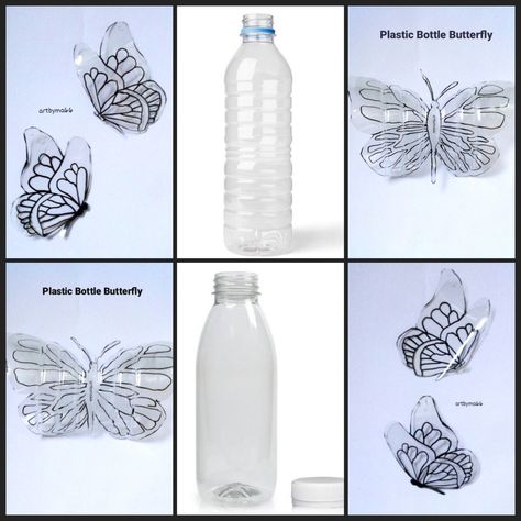 Plastic Bottle Butterflies. Artbyma66 Plastic Bottle Crafts Flowers, Soda Bottle Crafts, Milk Jug Crafts, Plastic Fou, Light Bulb Crafts, Aluminum Can Crafts, Plastic Bottle Flowers, Plastic Bottle Art, Acrylic Painting Diy