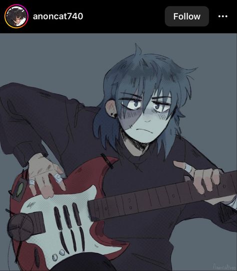 Sally Face Sal Fisher, Sally Face Sal, Sal Fisher, Sally Face, Anime Character, Guitar, Anime, Black