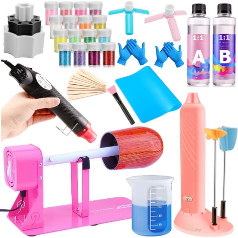 PRICES MAY VARY. 🌟【Multifunctional Use】:This Starter Kit can not only be used to make popular glitter pens, but also turner epoxy cups! --- 1x Handheld Electric Epoxy Resin Mixer(Included 4* AAA batteries),6.8 fl.oz. Epoxy Resin kit,1x Heat Gun,1x (3in1) foams,1x Silicone brushes,12 x Glitter Powders,2x Cup Drying Stander, 1x Silicone Sheet,to provide you everything you want for glitter tumbler making. 🌟【Stable operation】 -The heavy metal machines is more stable in use, while the rotation spee Tumbler Spinner, Tumbler Turner, Pen Turners, Epoxy Cups, Tumbler Making, Pvc Tube, Metal Cups, Glitter Powder, Cup Tumbler