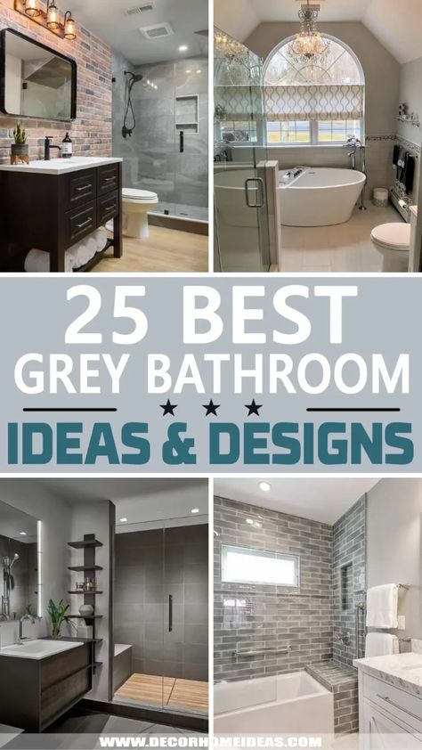 Spruce up your bathroom style with these stunning grey bathroom ideas and designs. The grey color will add a modern touch and elevate the design. Grey Flooring Bathroom Ideas, Light Gray Bathroom Vanity Ideas, Grey Spa Bathroom Ideas, Black White Gray Blue Bathroom, Gray Bathroom Remodel Ideas, Grey Shower Room Ideas, Light And Dark Grey Bathroom, Grey Modern Bathroom Ideas, Small Light Grey Bathroom