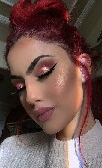 Beautiful Makeup Red Hair Glam Makeup, Eyeshadow For Red Hair, Makeup Ideas Red Hair, Fancy Makeup Looks Full Face, Makeup For Red Hair, Red Hair Red Lips, Makeup Social, Red Makeup Looks, Red Hair Makeup