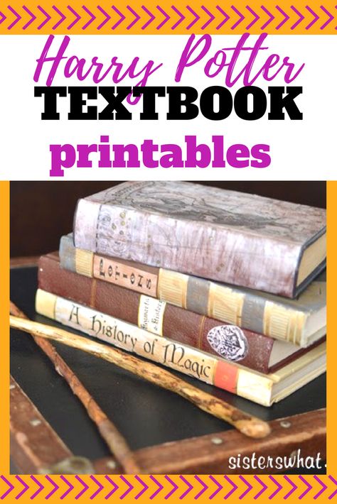 Make a little magic with this Harry Potter inspired textbooks or spell book printables from Sisters What. You'll love how easy they are to access and download for your own library. #harrypotter #spellbooks #textbooks Harry Potter Book Covers Printable, Harry Potter School Books, Harry Potter Spell Book, Harry Potter Library, Harry Potter Day, Harry Potter Printables Free, Harry Potter School, Harry Potter Theme Birthday, Harry Potter Printables