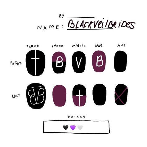 Black Veil Brides Nail Art, Black Veil Brides Makeup, Black Veil Brides Nails, Black Veil Brides Concert Outfit, Pierce The Veil Nails, Bvb Tattoos, Black Veil Brides Tattoos, Nail Black, Brides With Tattoos