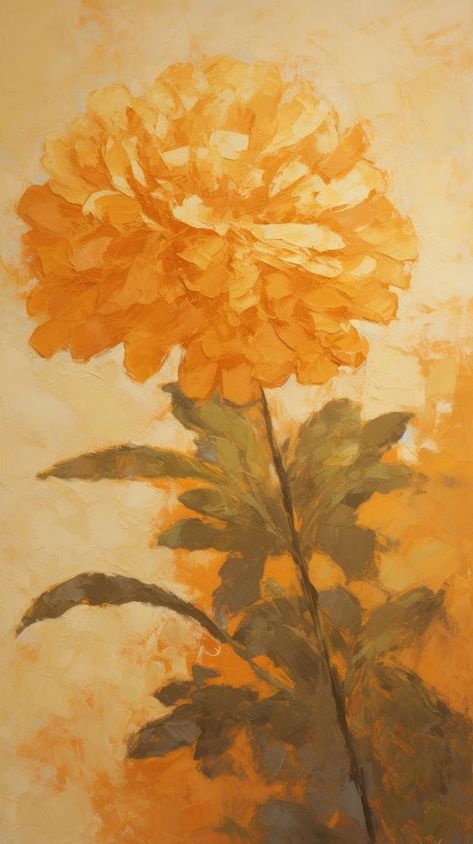 Acrylic paint of Marigold painting flower plant. | free image by rawpixel.com Marigold Flower Painting, Marigold Flower Aesthetic, Marigold Aesthetic, Marigold Drawing, Marigold Painting, Marigold Plant, Marigold Art, Fire Flower, Marigold Flower