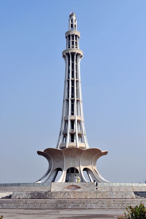 Minar e Pakistan, Lahore (Punjab, Pakistan). Minar e Pakistan was constructed in the 1960s to commemorate the adoption of Pakistan Resolution of 23rd March 1940 at its site. Minar E Pakistan Painting, Minare Pakistan Drawing, Minar E Pakistan Drawing, Minare Pakistan, Minar Pakistan, Minar E Pakistan, Pakistani Architecture, Urban Element, Pakistan Pictures