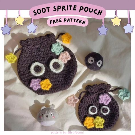 Soot Sprite Crochet, Cute Pouches, Soot Sprite, Soot Sprites, Crochet Pouch, I Am So Grateful, Crochet Business, Tapestry Crochet Patterns, Pouch Pattern