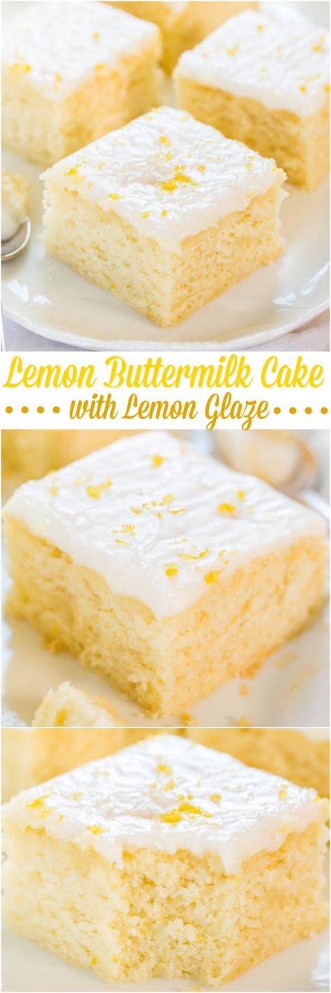 Lemon Buttermilk Cake with Lemon Glaze - An easy little cake with big lemon flavor!! Soft, fluffy, and foolproof if you like puckering up!! Buttermilk Cake, Cake Lemon, Averie Cooks, Lemon Glaze, Lemon Flavor, Gateaux Cake, Little Cakes, Lemon Desserts, Lemon Recipes