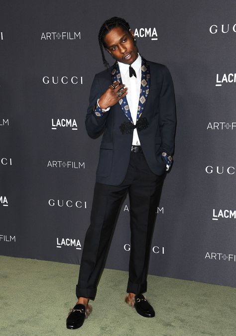 Asap Rocky Loafers, Asap Rocky Formal Outfits, Asap Rocky Suit, Rocky Outfits, Abi Ball, Asap Rock, Asap Rocky Outfits, Black Men Casual Style, Streetwear Poses