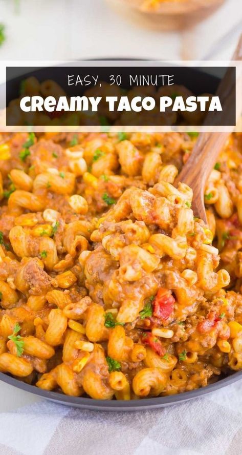 Easy Taco Pasta, Taco Pasta Bake, Pasta Toppings, Mexican Pasta, Taco Ingredients, Taco Pasta, One Pot Meal, Superfood Recipes, Easy Taco