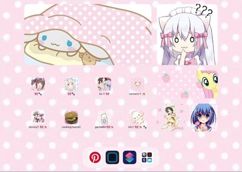 Kawaii Ipad Homescreen Layout, Cutecore Ipad Layout, Cutecore Ipad Wallpaper, Cutecore Wallpaper Ipad, Cutecore Homescreen, Ipad Homescreens, Kawaii Ipad, Cutecore Icons, Ipad Design