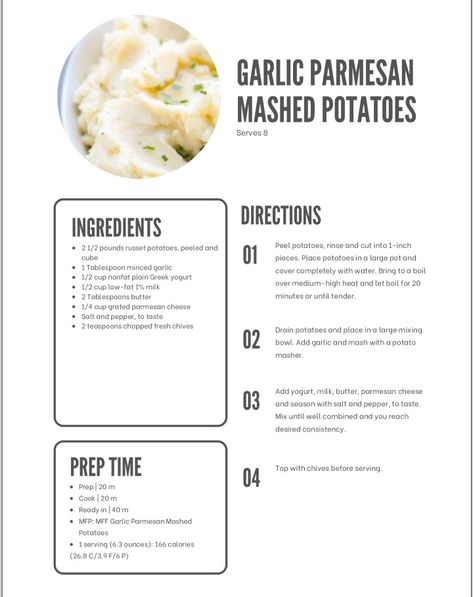 Elyse Ellis, Garlic Parmesan Mashed Potatoes, Soft Foods To Eat, Cheddar Mashed Potatoes, Parmesan Mashed Potatoes, Macro Meal Plan, Macro Nutrition, Macros Diet, Hcg Recipes