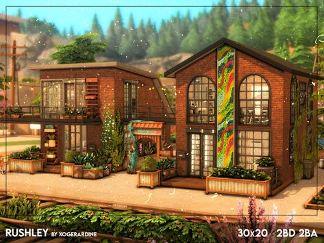 Sims 4 Eco Lifestyle House, Sims 4 Eco House, Hipster Apartment, Sims 4 Loft, Sims 4 City Living, San Myshuno, Sims 4 House Building, Harbor House, House Floor Design