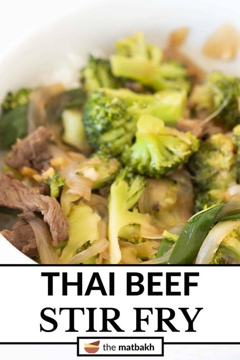 Thai Beef Stir Fry with Broccoli Thai Beef Stir Fry, Stir Fry With Broccoli, Thai Beef Salad Recipe, Beef With Broccoli, Thai Beef Salad, Beef Stir Fry Recipes, Steak And Onions, Thai Beef, Tasty Thai