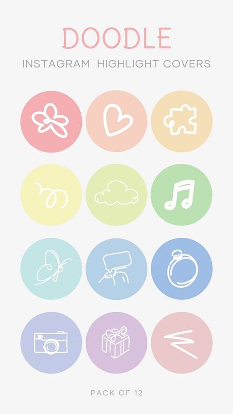 Doodle Instagram Story, Aesthetic Circle, Highlight Design, Ig Icon, Pastel Highlights, Story Highlight Cover, Free Doodles, Butterfly Aesthetic, Black And White Instagram