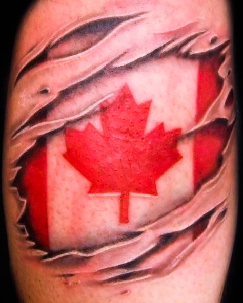 Canadian 'Maple Leaf' Flag Tattoo Canadian Flag Tattoo For Men, Canada Flag Tattoo, Canadian Flag Tattoo, Maple Leaf Flag, Canada Tattoo, Canadian Maple Leaf, Flag Tattoo, Canadian Flag, Canadian Maple