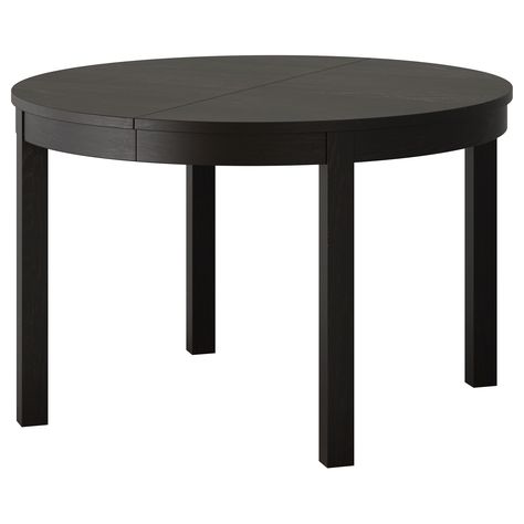 $229 IKEA - BJURSTA, Extendable table, One extension leaf included.Extendable dining table with 1 extra leaf seats 4-6; makes it possible to adjust the table size according to need.The extra leaf can be stored within easy reach under the table top when not in use.Concealed locking function prevents gaps between top and leaf and keeps the extra leaf in place.The clear-lacquered surface is easy to wipe clean. Ikea Round Table, Round Table With Leaf, Extendable Glass Dining Table, Round Dining Table For 6, Expandable Round Dining Table, White Small Table, Round Extendable Table, Ikea Dining Table, Ikea Dining