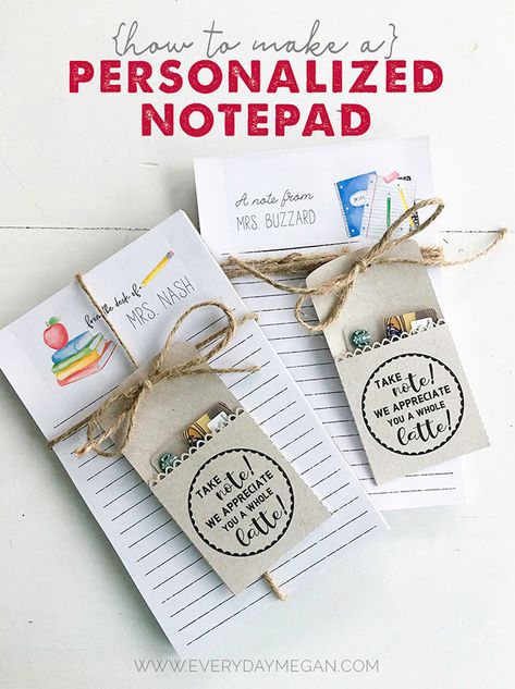 Diy Note Pad, Notepad Diy, Free Starbucks Gift Card, Appreciation Gifts Diy, Teacher Notepad, Teacher Appreciation Gifts Diy, Notepad Gift, Personalised Gifts Diy, Teachers Diy