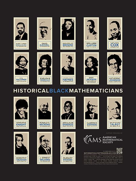 American Mathematical Society provides posters promoting awareness of mathematics Mathematicians Poster, Black Mathematicians, Math Summer Camp, Famous Mathematicians, Math Camp, Poster School, Summer Math, Class Decoration, School Essentials