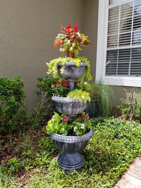 Tier Planter Ideas, Tiered Planters Outdoor, 3 Tiered Planter Ideas, 3 Tier Planter Ideas, Three Tier Planter Ideas, 3 Tier Planter, Tiered Flower Planter, Three Tier Flower Planter, Country Garden Decor